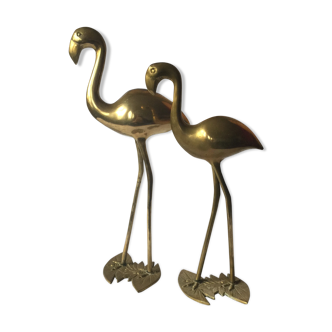 Vintage brass bird couple