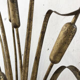 Gold metal reeds flowering wall light