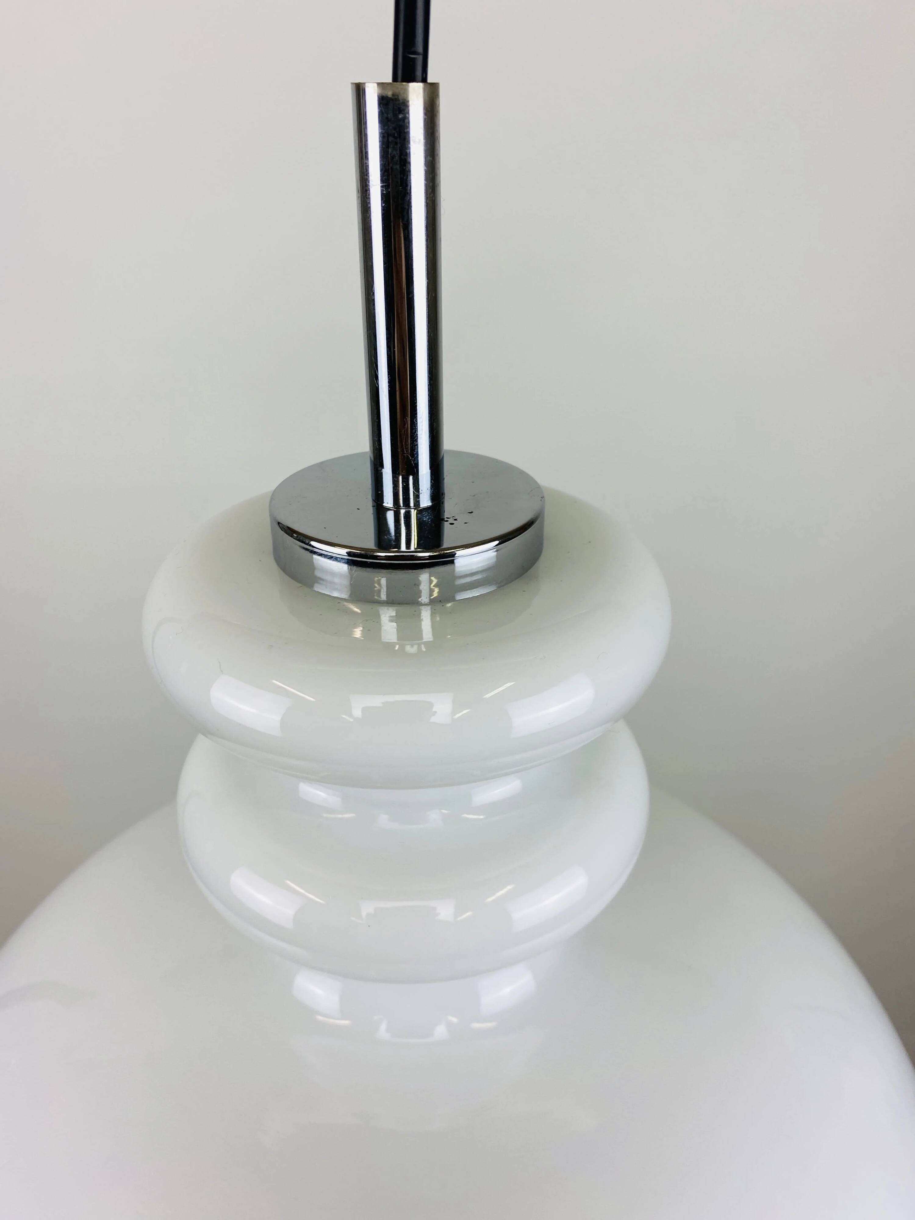 Large white glass chandelier XL by Peill and Putzler