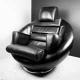 Brutalist black armchair by Boris Krstulović, Yugoslavia, Croatia, 1970s.