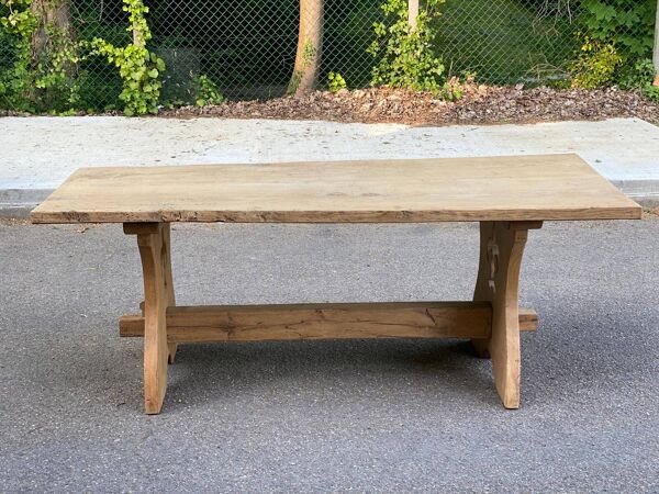 Table de ferme monastère rénovée en bois massif XVIII ème 200cm