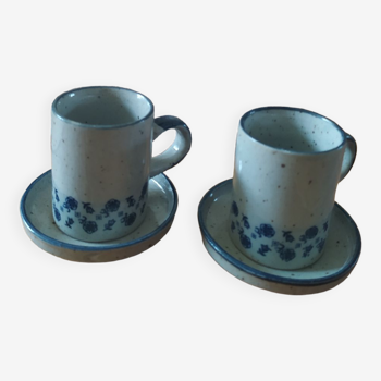 2 cups blue stonewarevintage