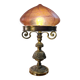 Lampe Art Nouveau autrichienne en bronze avec abat-jour en verre d'art de style Loetz