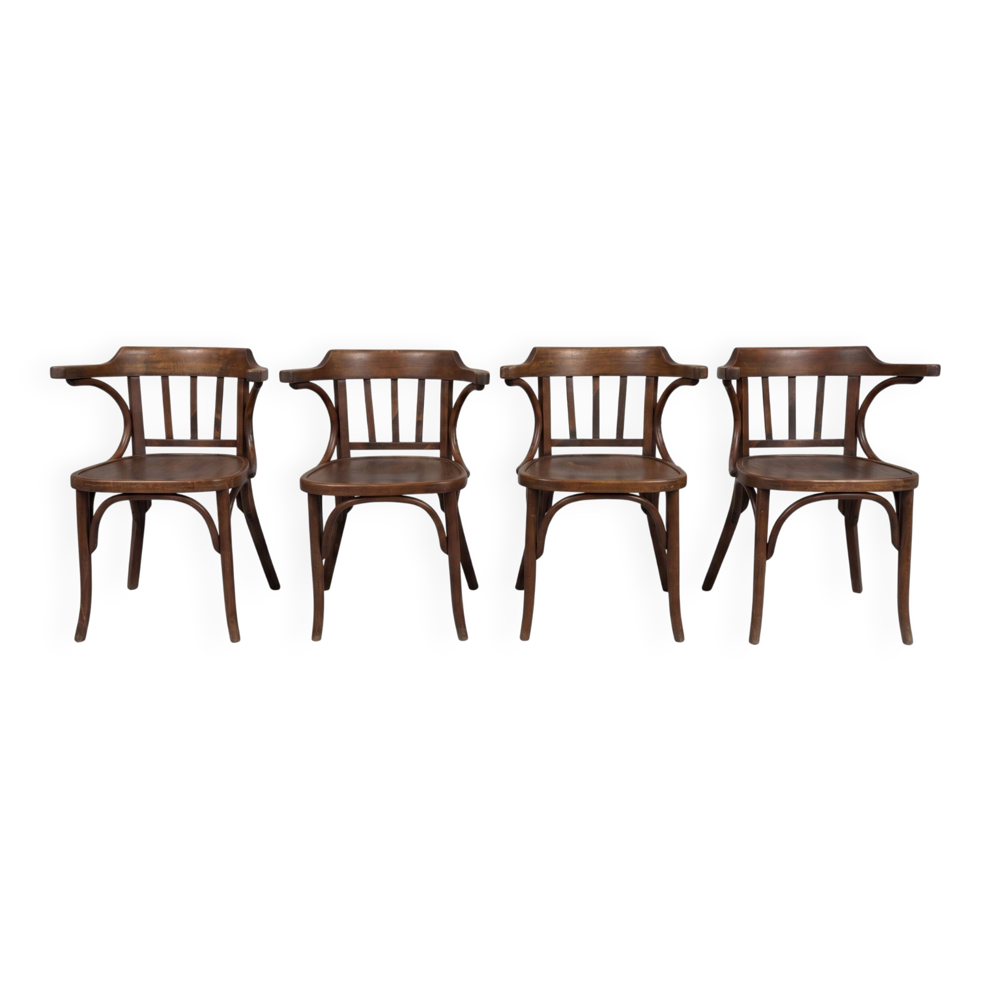 4 Baumann armchairs in bent wood