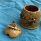 Slush beehive and bee honey pot, enameled ceramic