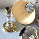 Glass and brass floor lamp with lampshade