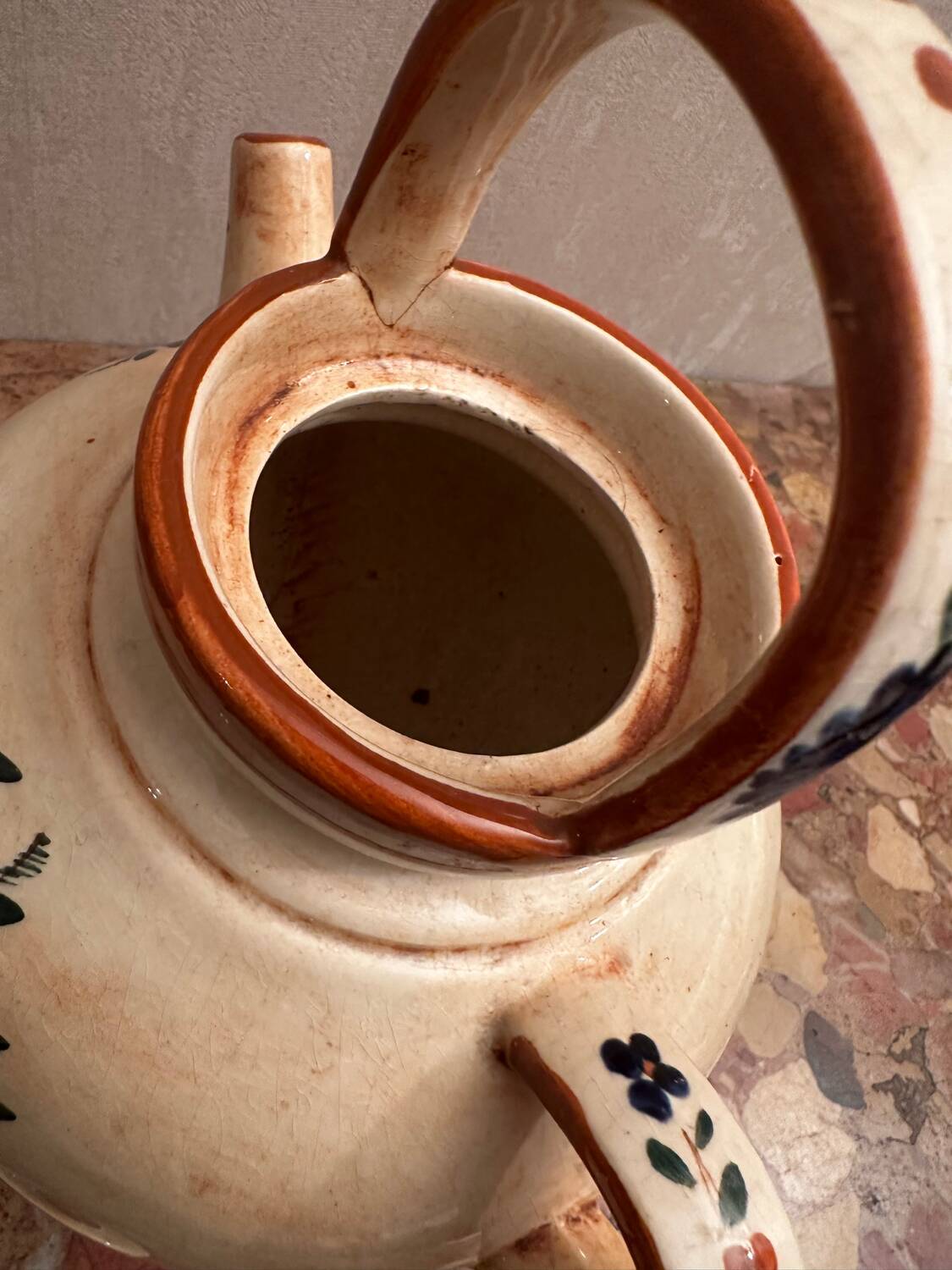 Gargoulette / Jug signed Longchamp - Hand-painted ceramic - Vintage