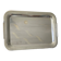 Vintage stainless steel serving platter with marine decor and golden handles.