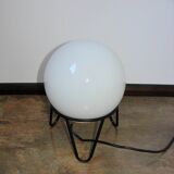 Vintage globe lamp – 1980s, frosted glass, metal frame, E27