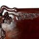 Antique rosewood serving tray carved with vines China D058