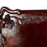 Antique rosewood serving tray carved with vines China D058