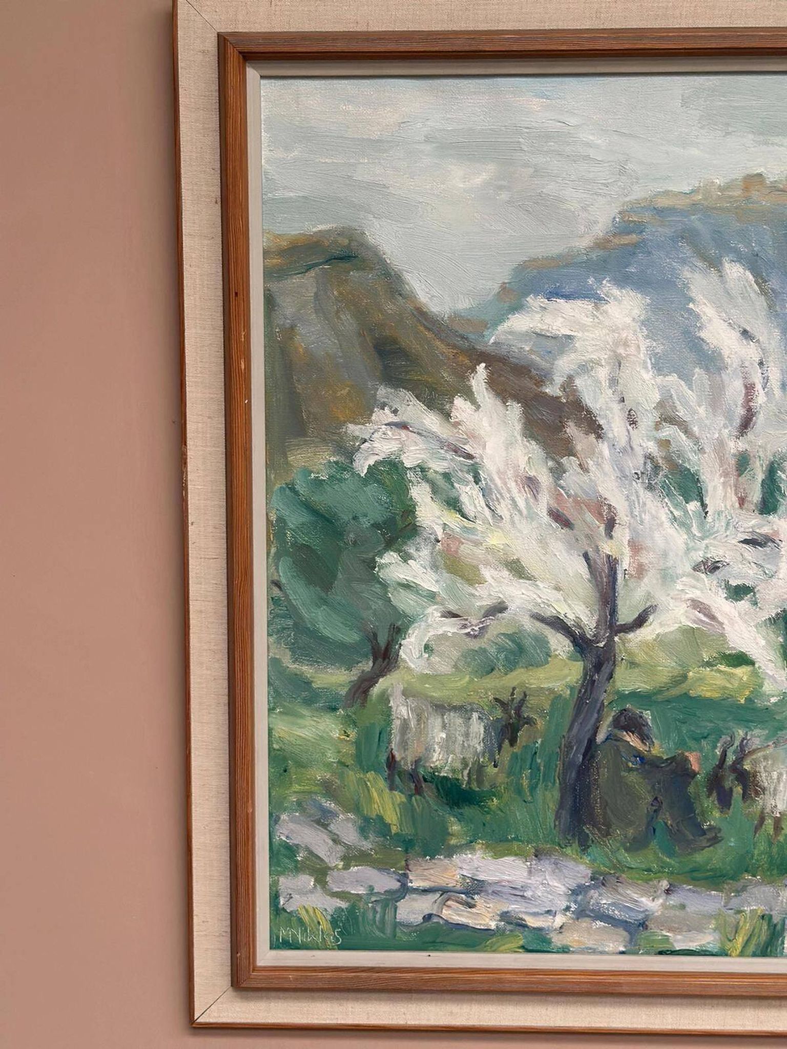 Original Swedish Oil On Canvas – “Shepherd” By May Nicklasson