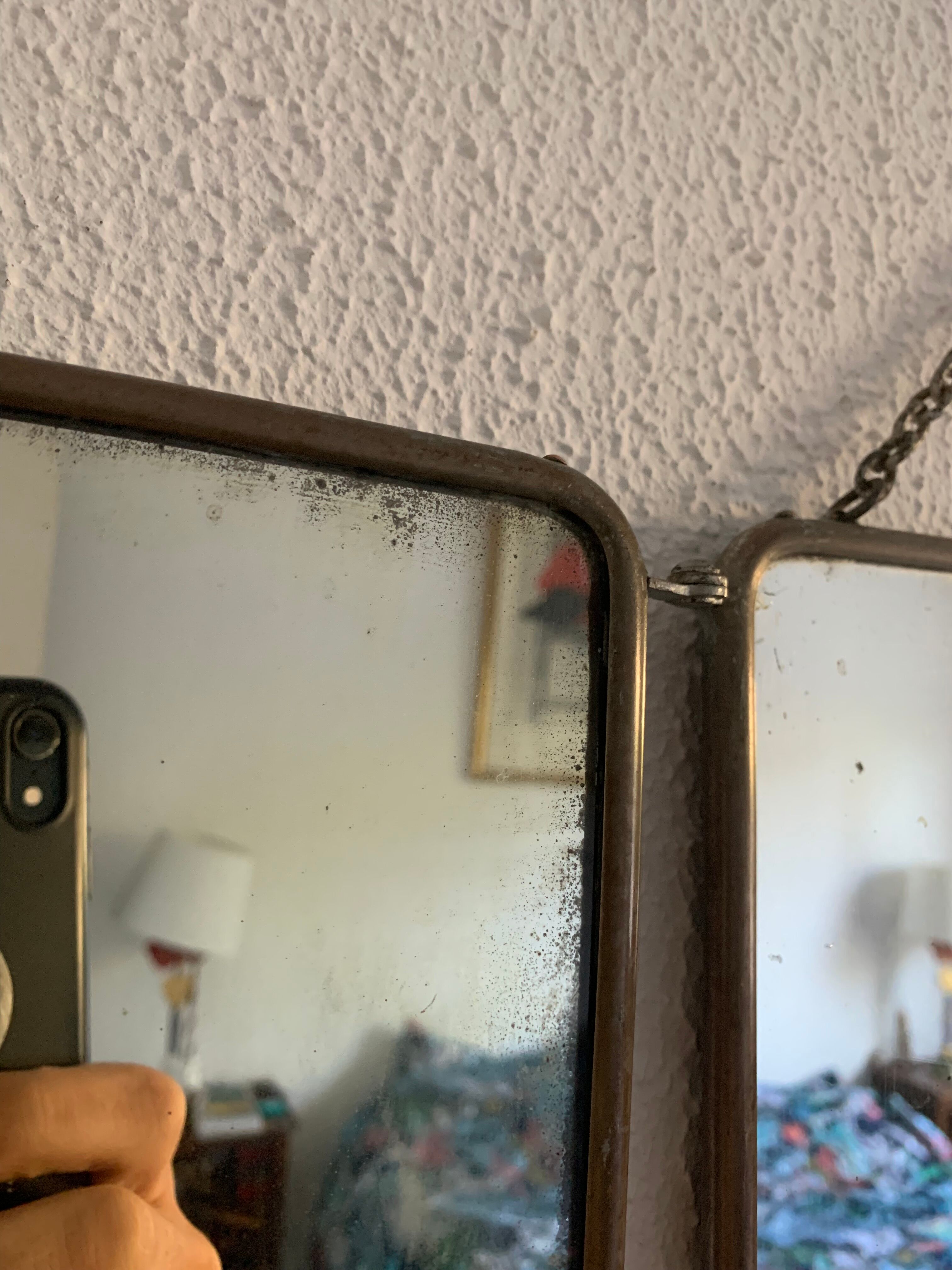 Vintage mirror 1930 triptych barber hairdresser - 30 x 78 cm