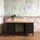 Former wooden minister's desk, black patina