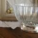 silver metal stand glass bowl