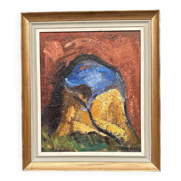 Huile sur panneau d'origine suédoise – « Composition abstraite » par Sven Allan Ingerson – Signé – Vintage et encadré