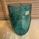 Vintage LUMINARC Green Moulded Glass Vase Made in France #E361
