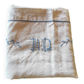 Paire de Taies d'oreillers anciennes en lin monogrammé