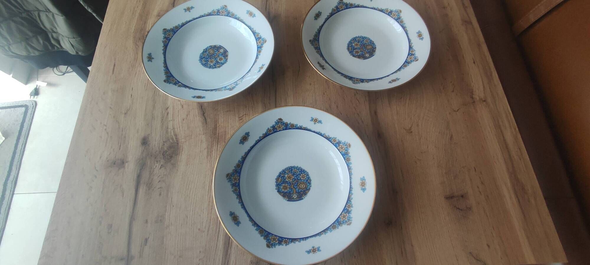 Lot de 3 assiettes creuses limoges - jean boyer (circa 1950)