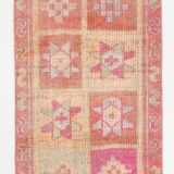 Pink & Orange Vintage Turkish Runner Rug, 103x326Cm
