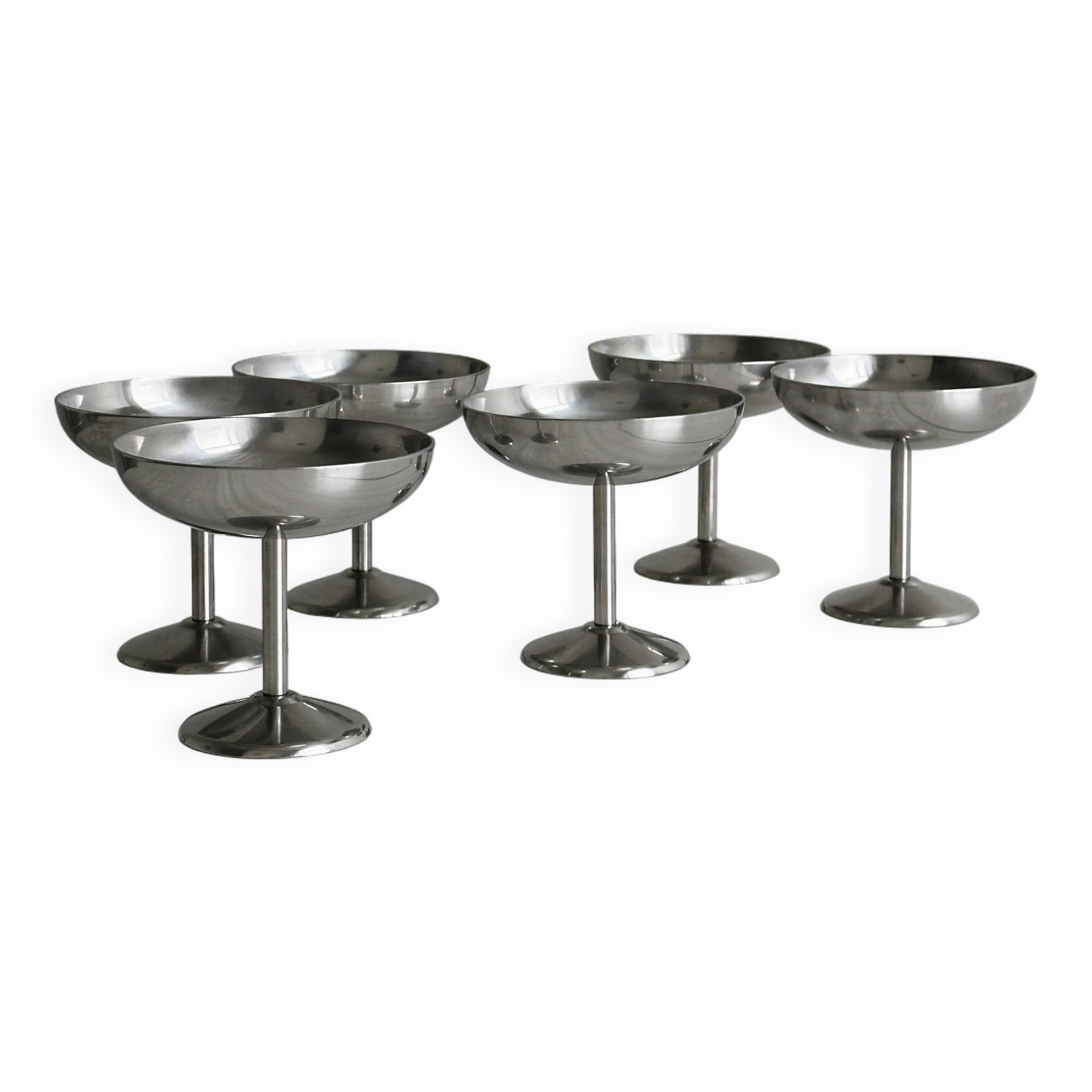 6 stainless steel footed bowls, Letang Remy style