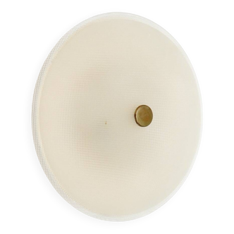 Stilnovo Textured Glass Flush Mount Ceiling Lamp, Italy 1950s