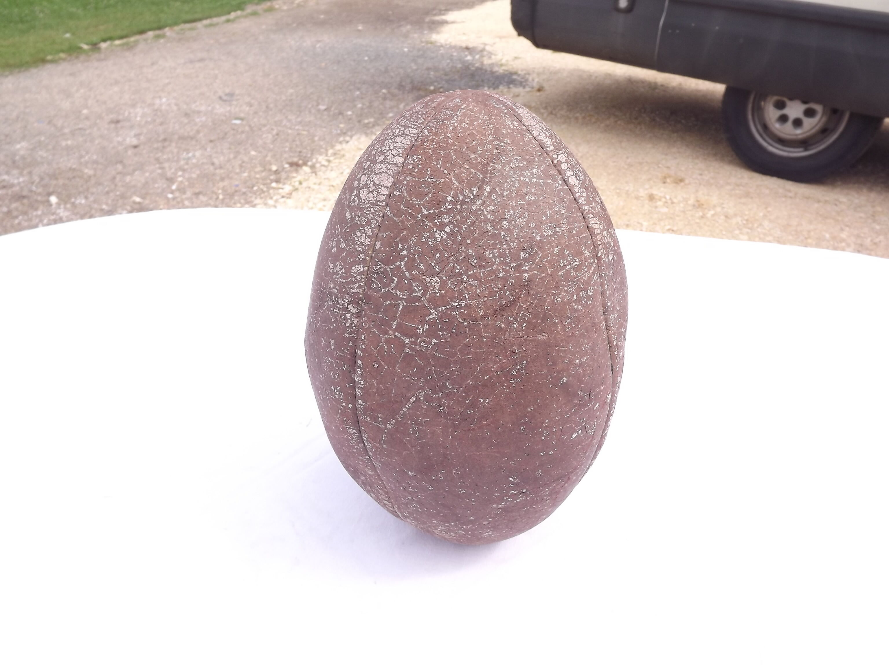 Old leather rugby ball