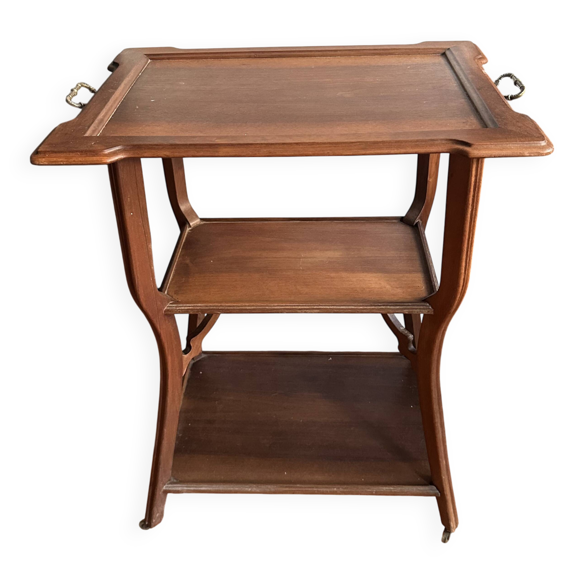 Walnut wheeled dessert trolley, circa 1900