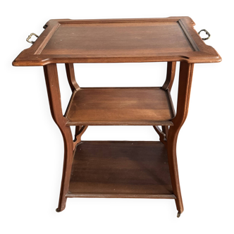 Walnut wheeled dessert trolley, circa 1900