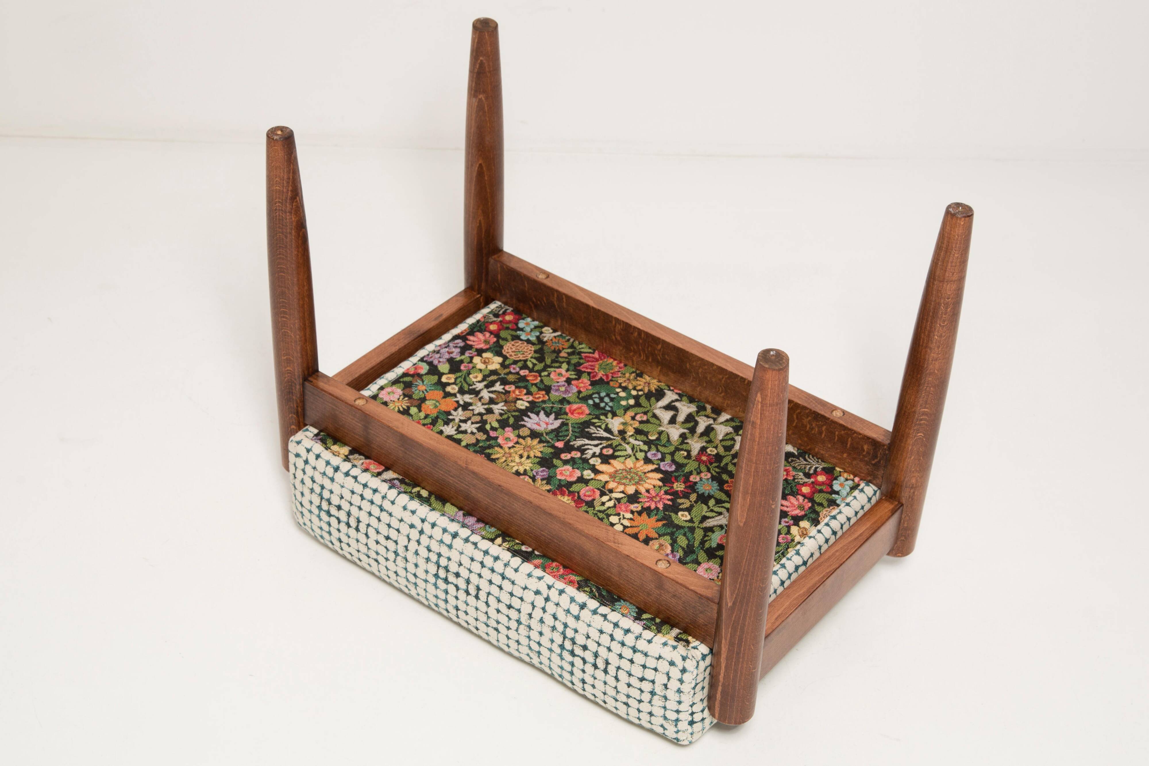 Paire de tabourets vintage blanc et aqua milieu du siècle, Edmund Homa, 1960s