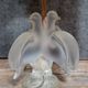 LALIQUE France Ariane 1970': Table lamp in satin-finished pressed molded glass