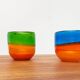 Set of 2 vintage German coloured glass bowls by Eisch.