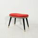Scandinavian stool with red velvet and brass