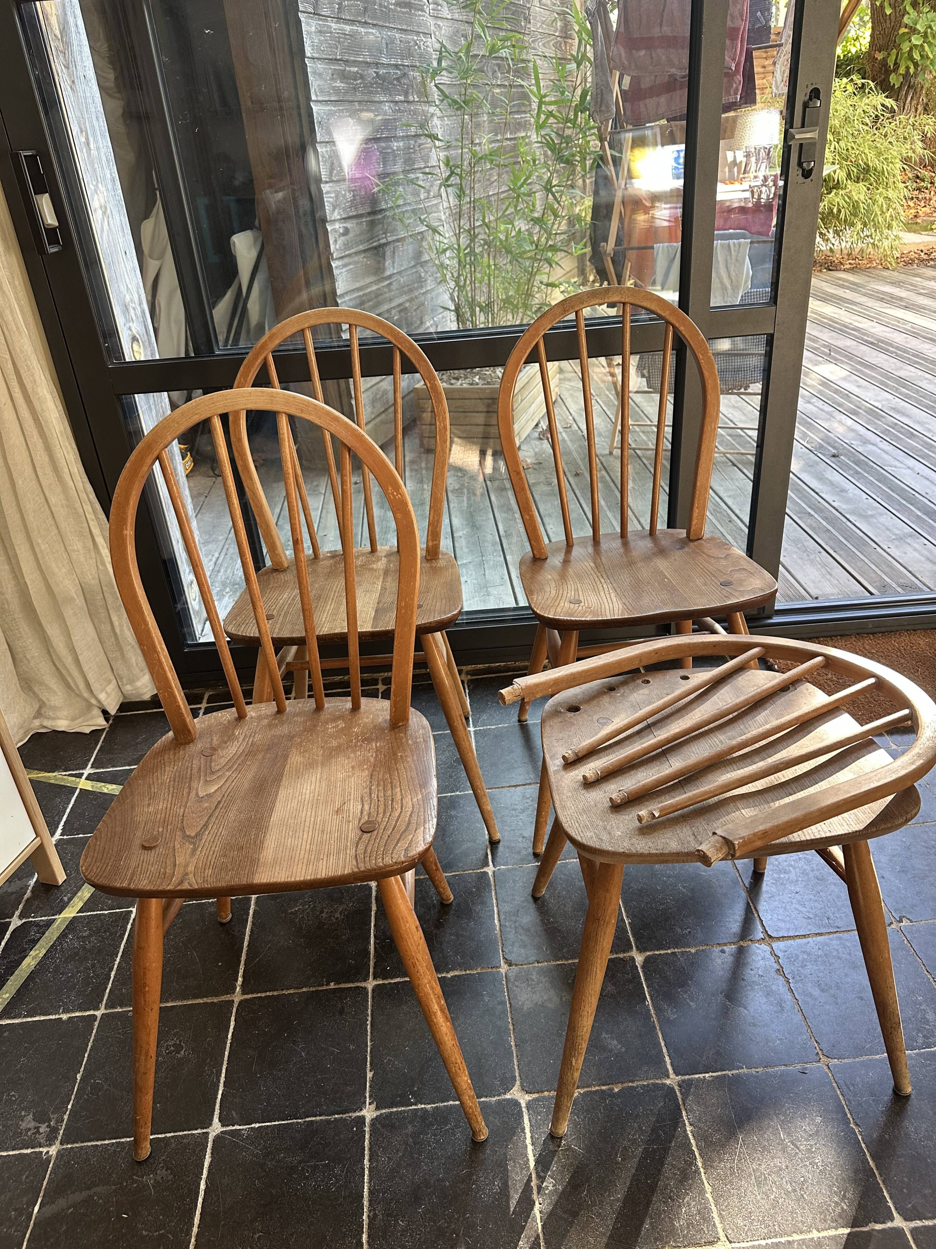 Lot of 4 Ercol chairs BS 1960 JH 2056
