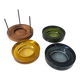 Set of 3 stackable glass catchalls with a teak base.