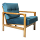 Vintage armchair navy blue velvet Mid century modern design by Zenon Bączyk 1965