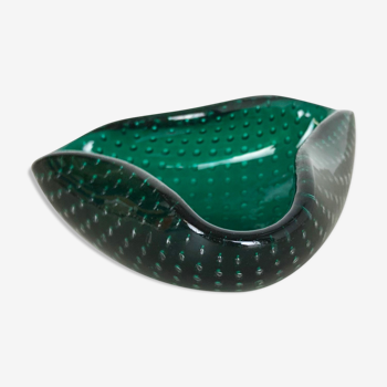 Murano glass bullicante "green" bowl element shell ashtray murano, italy, 1970s