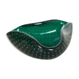 Murano glass bullicante "green" bowl element shell ashtray murano, italy, 1970s
