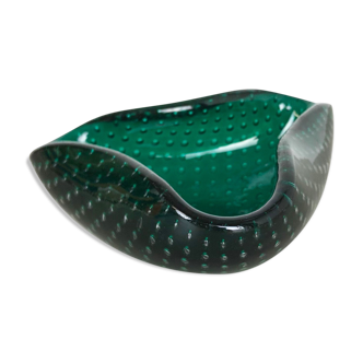 Murano glass bullicante "green" bowl element shell ashtray murano, italy, 1970s