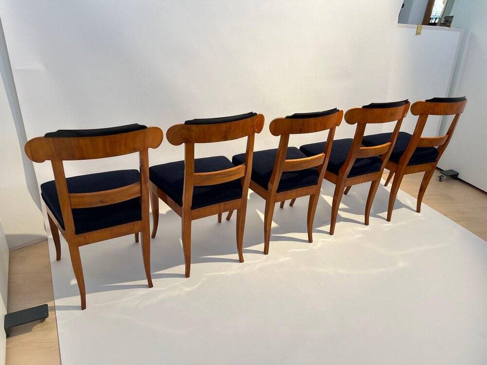 Biedermeier Chairs in Cherry Wood, Germany, 1830s, Set of 5