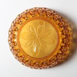 Rare Vintage Amber Honey Glass Fruit Bowl / Italy / 1950s