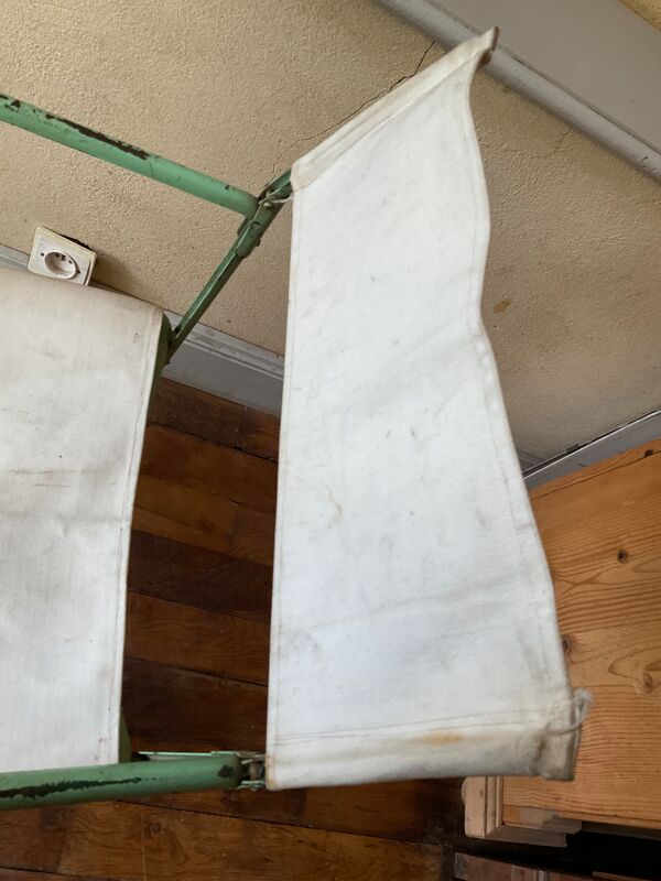 Paire de chaises en métal camping ancien vintage plianfer