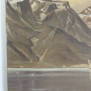 Oil Painting Canvas Landscape Mountain Lake Switzerland Signed Veillon
