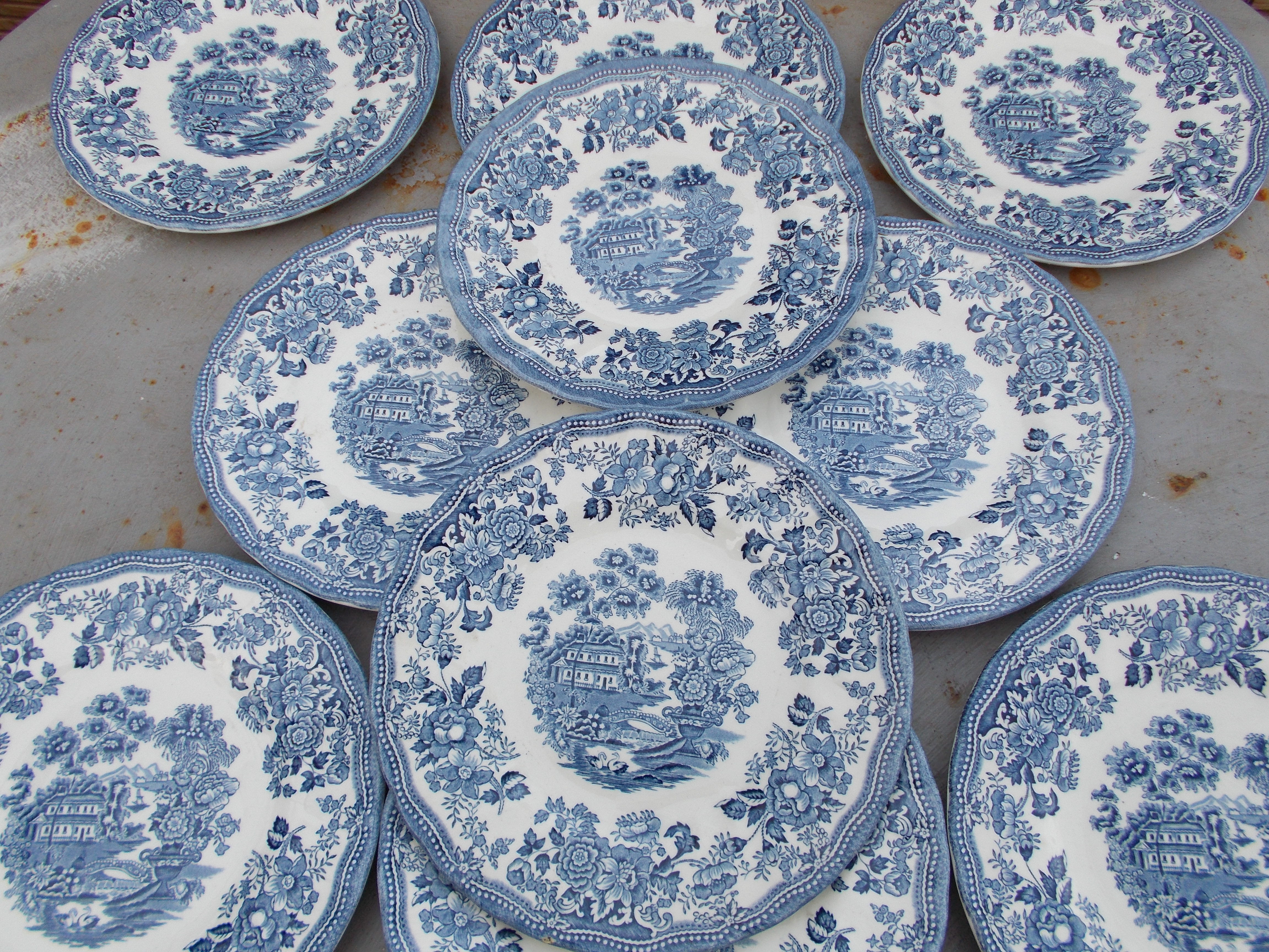 English Faience Myott Meakin vintage 10 dessert plates