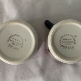 Pair of porcelain cups and cups Béarn HBCM Montereau