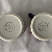 Pair of porcelain cups and cups Béarn HBCM Montereau