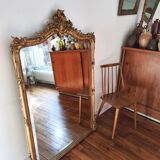 Large gilded mirror louis XV rockery  142x99cm
