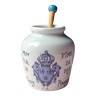 Small porcelain mustard pot from Digoin and Sarreguemines blue color