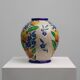 Boch Keramis vase by Catteau with polychrome floral design, Belgium 1930s
