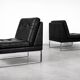 Canapé modulaire vintage allemand moderne minimaliste en cuir et chrome du milieu du siècle